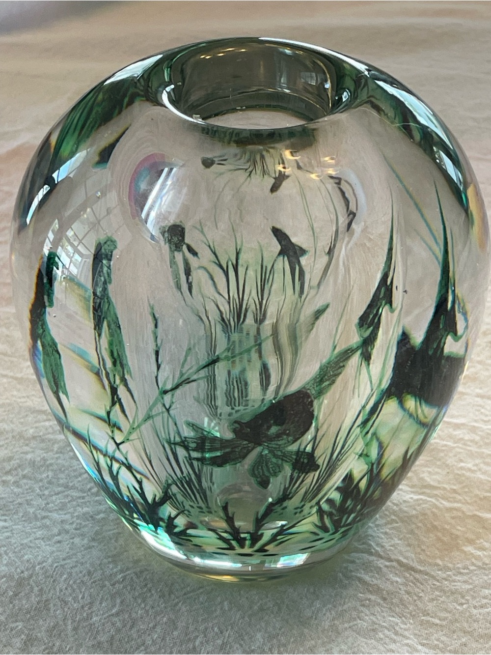 Orrefors Vintage 1948 “Graal” Fish Vase Signed & Numbered